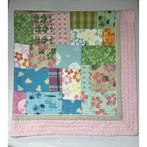 Pottery Barn Teen Hawaiian Patchwork Quilt Full / Queen Colorful Reversible